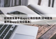 区块链交易平台app公司价格表[区块链交易平台app公司价格表]